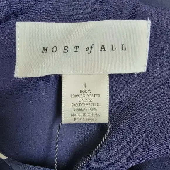 Most Of All Coralie Satin Sleeveless Midi Dress Navy Blue White Polka Dot Size 4 - Picture 10 of 10